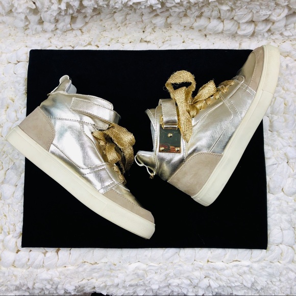 Madden Girl Shoes - Madden Girl Gold High Top Sneakers🔥 7
